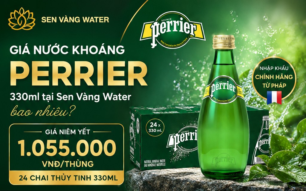 Giá nước khoáng Perrier 330ml tại Sen Vàng Water bao nhiêu?