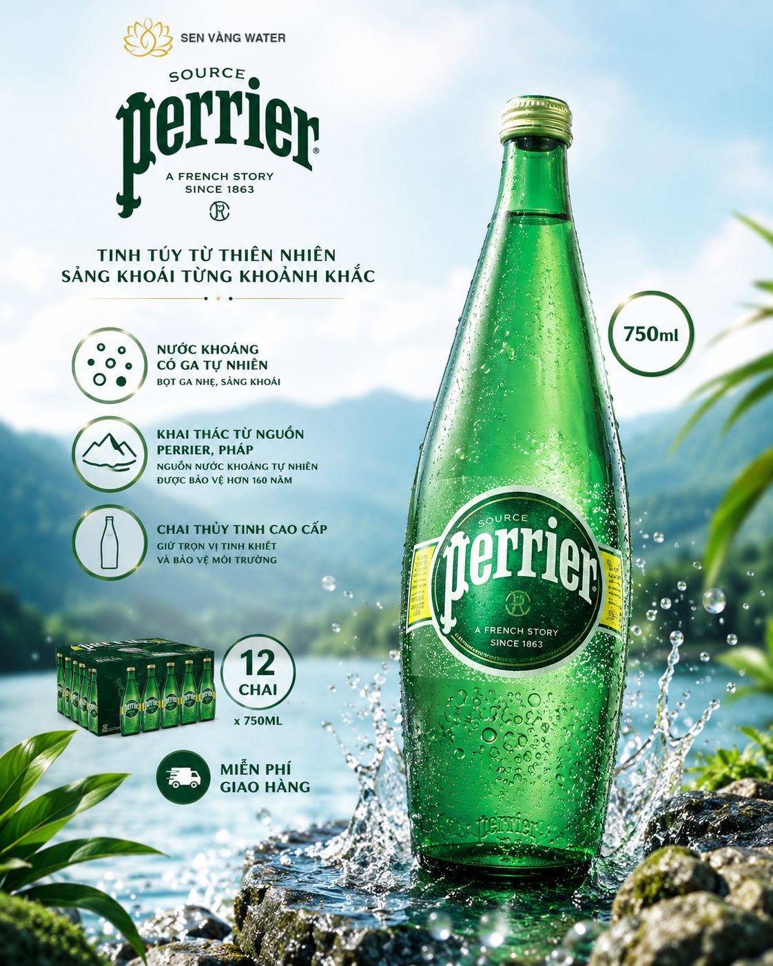Thông tin sản phẩm nước khoáng Perrier 750ml
