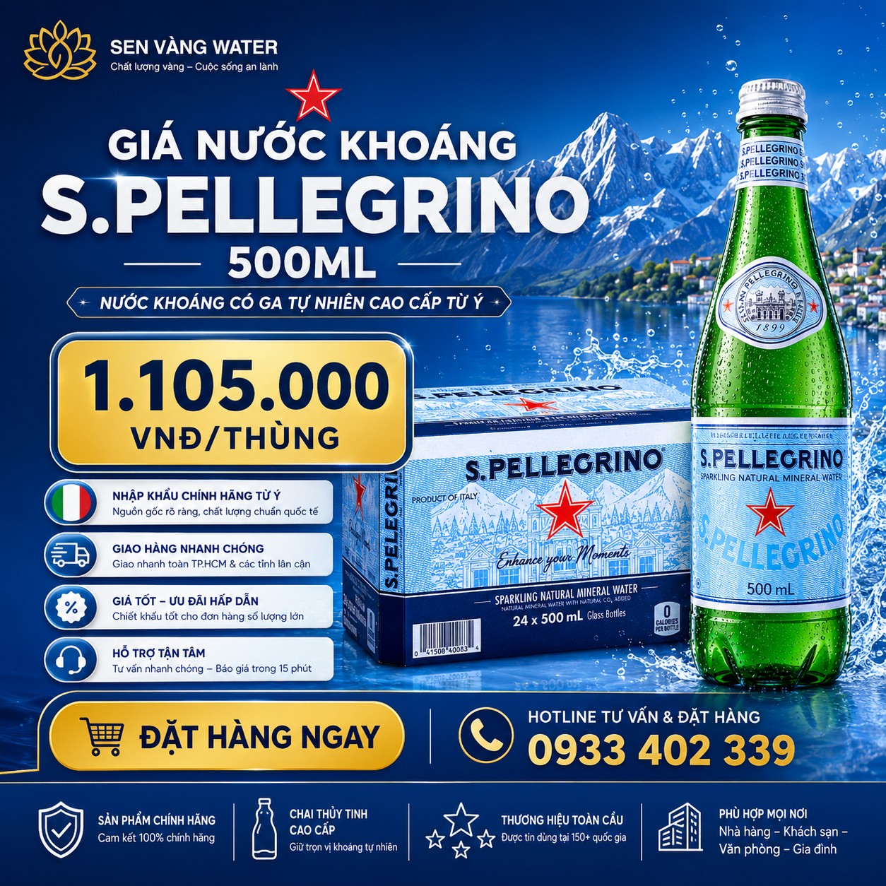 Nước khoáng S.Pellegrino 500ml giá bao nhiêu