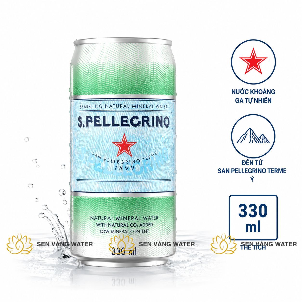 Nước khoáng S.Pellegrino lon 330ml thùng 24 lon nhập khẩu từ Ý