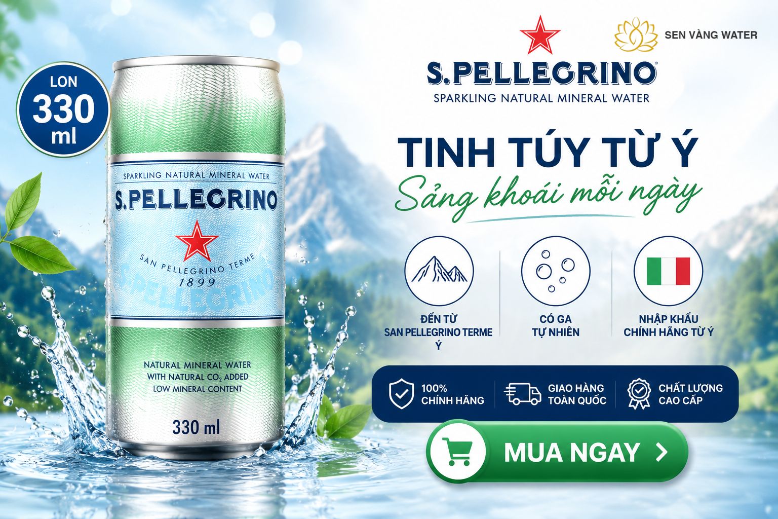 Sen Vàng Water - Đại lý nước khoáng S.Pellegrino lon 330ml